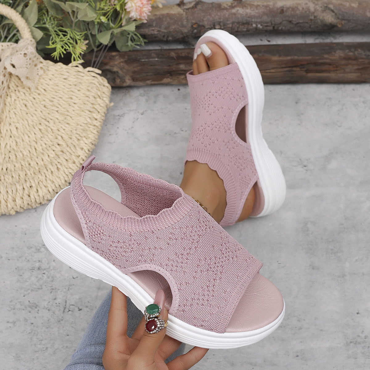 OrthaCloud™ – Atmungsaktive Strick-Plateausandalen für Damen