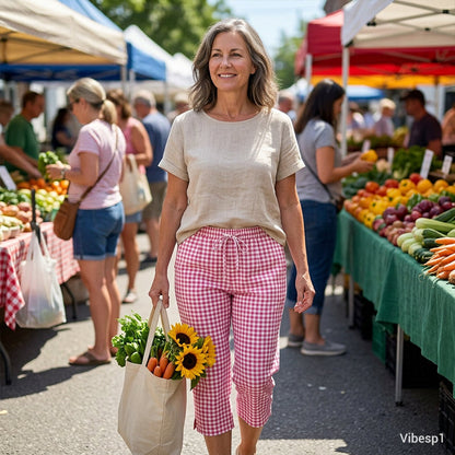 Elena™ – Caprihose aus Baumwoll-Leinen mit Kordelzug