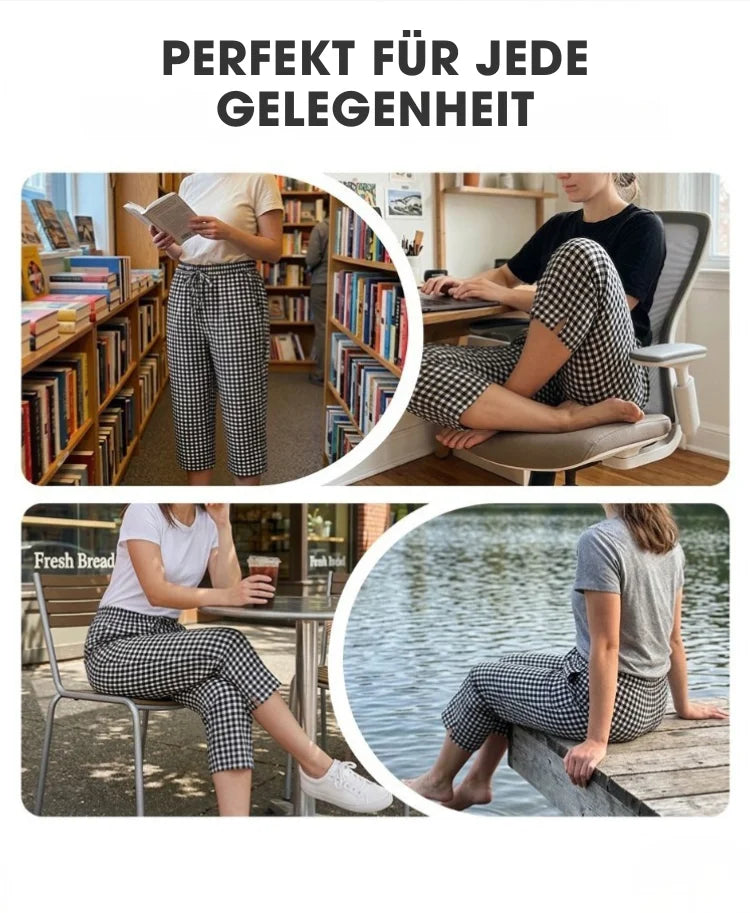 Elena™ – Caprihose aus Baumwoll-Leinen mit Kordelzug