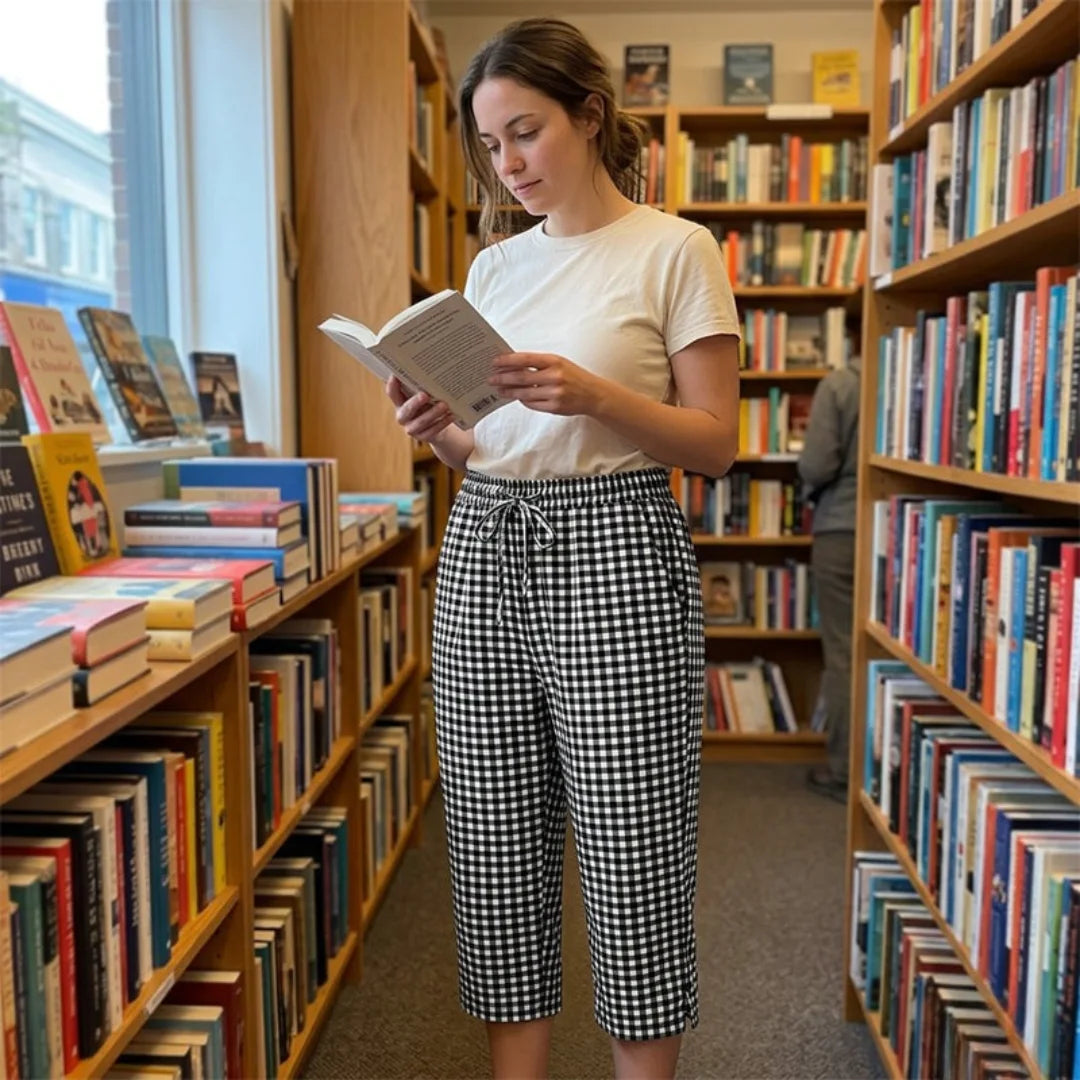 Elena™ – Caprihose aus Baumwoll-Leinen mit Kordelzug