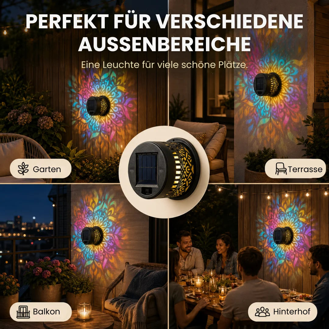 MandalaLight™ – Wetterfeste Solar-Mandala-Wandleuchte